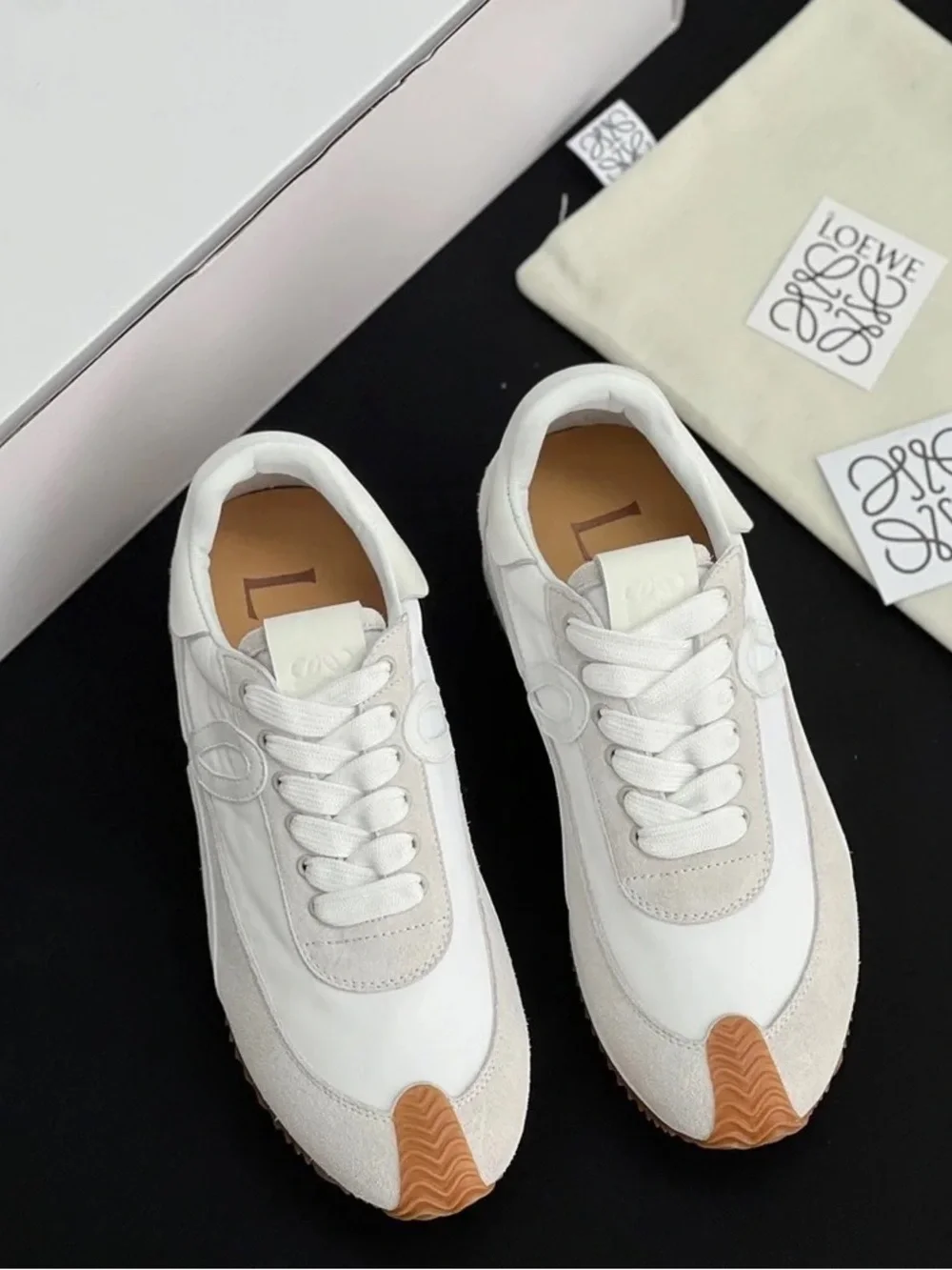 Loewe Men’s White & Gum Retro Runner Sneakers